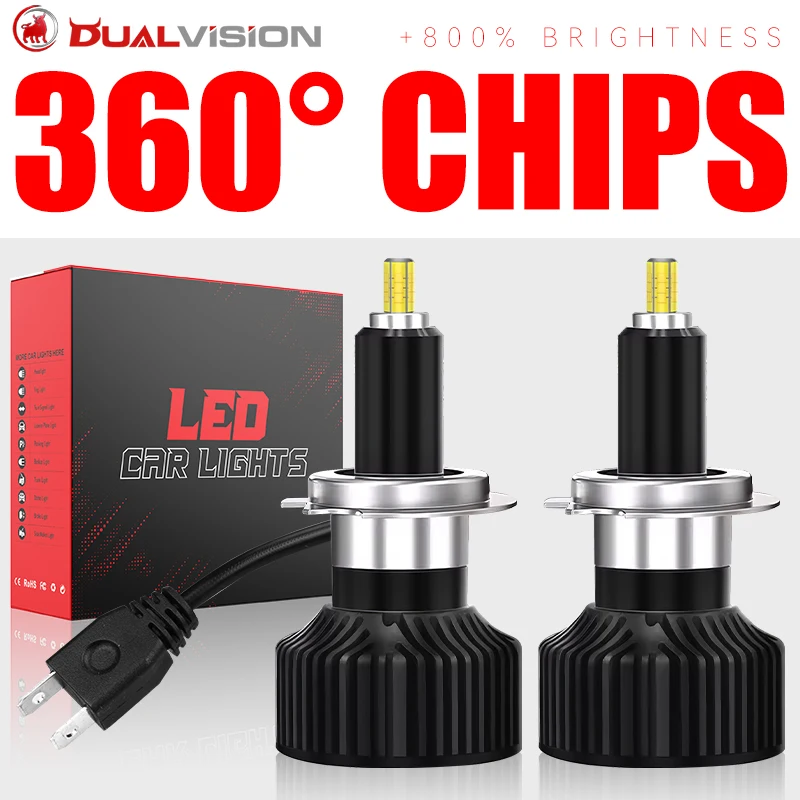 BULLVISION H7 H1 H11 LED Headlight CANBUS 3D 360 CSP H8 H9 9005 HB3 9006 HB4 9012 HIR2 Super Bright 6000K 12V Auto Fog Light 12V