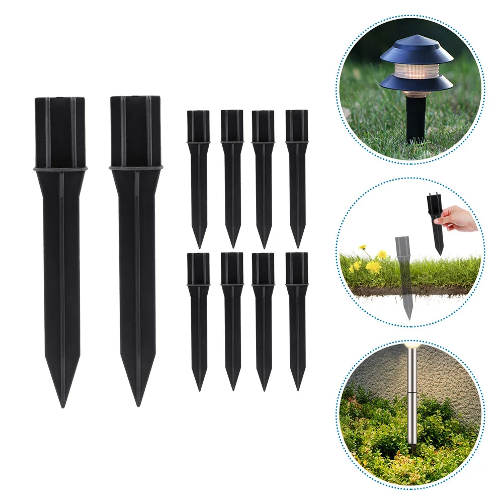 

10 Pcs Solar Powered Light Post Abs Ground Nail Pile Lamp Spike Pole Outdoor Stakes Garden Black