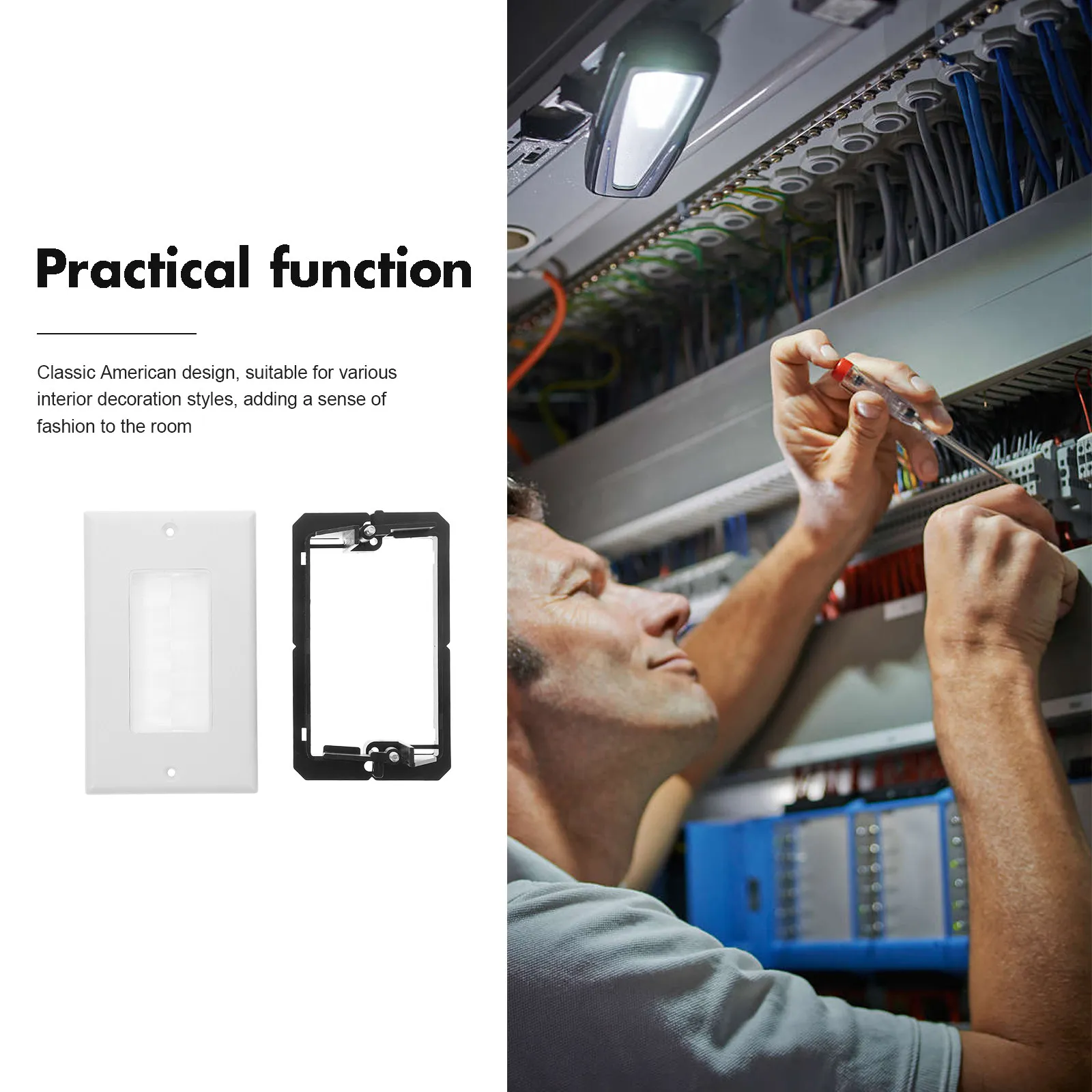 1Set Brush Cable Entry Plate Wall Plate Low Voltage Mounting Bracket Cable Pass Through Panel for Wire Management