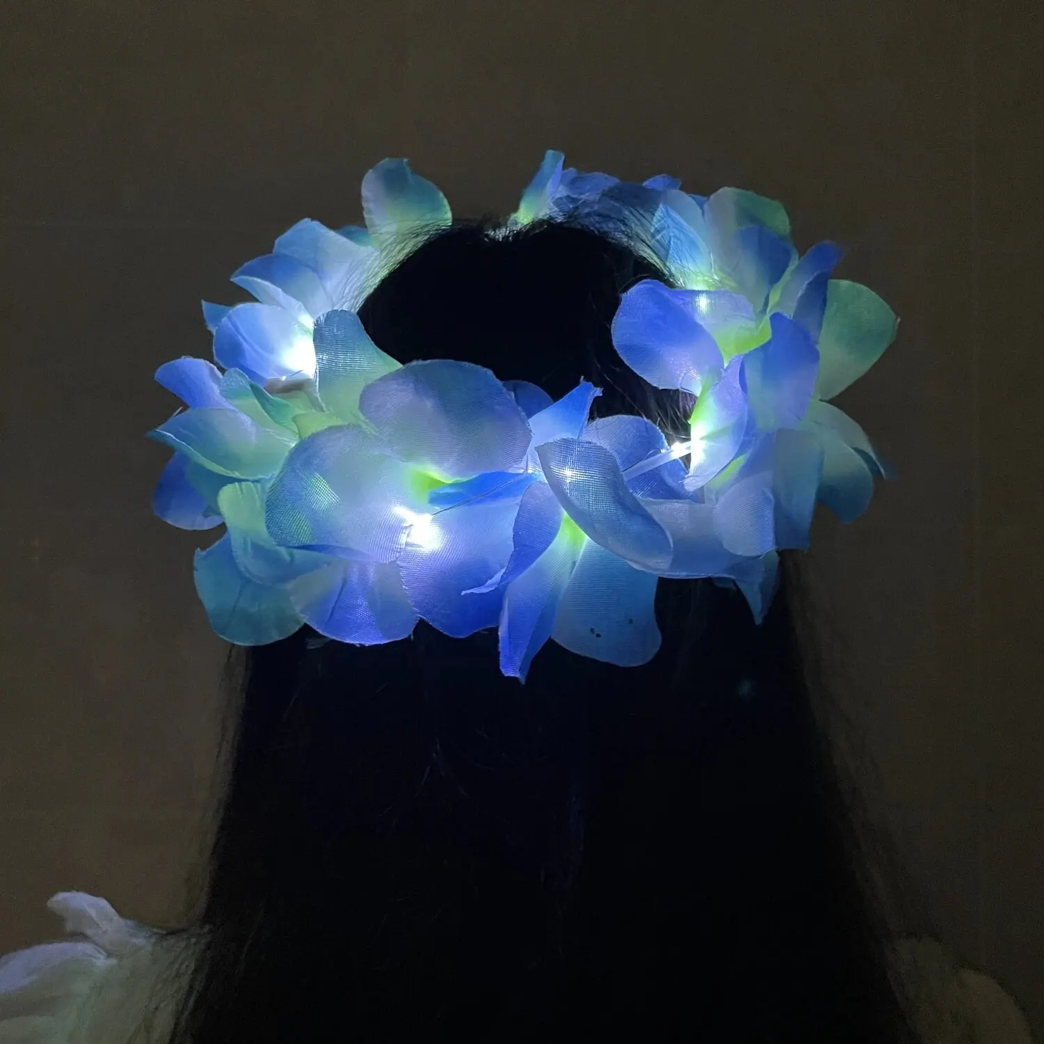 10-50Women Girl LED Hawaii Hawaiian Lei Headband Glow Light up Flower Crown Wreath Birthday Party navidad Wedding Festival