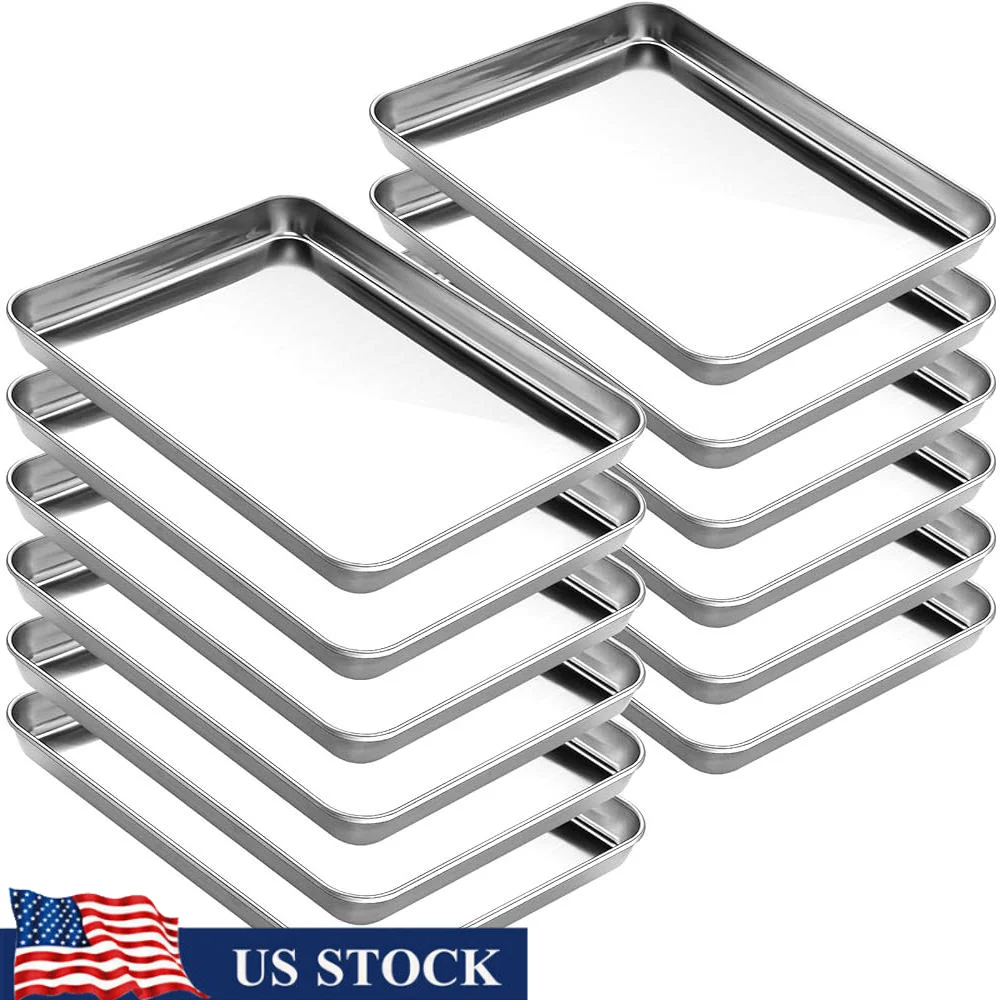 مجموعة ألواح خبز من الفولاذ المقاوم للصدأ مكونة من 12 ورقة كوكي وصينية فرن ومقلاة جيلي غير لاصقة وآمنة للاستخدام في غسالة الأطباق ومقاومة للحرارة