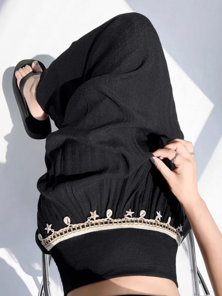 Gonne lunghe bohémien primavera estate Donna Nappa Shell Design Elastico a vita alta Spiaggia A-line Gonna Boho elegante casual