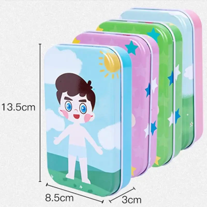 Magnetic 3D Puzzle Children Dress Up Expression Travel Tin Box Jigsaw Game Early Education Imagination Toys Gifts For Girls