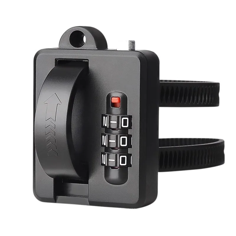 Motorcycle Helmet Lock with 3 Digit Combination Code PVC Anti Theft Lock for Bike Scooter Helmet Hook 6.9x4.8cm Black