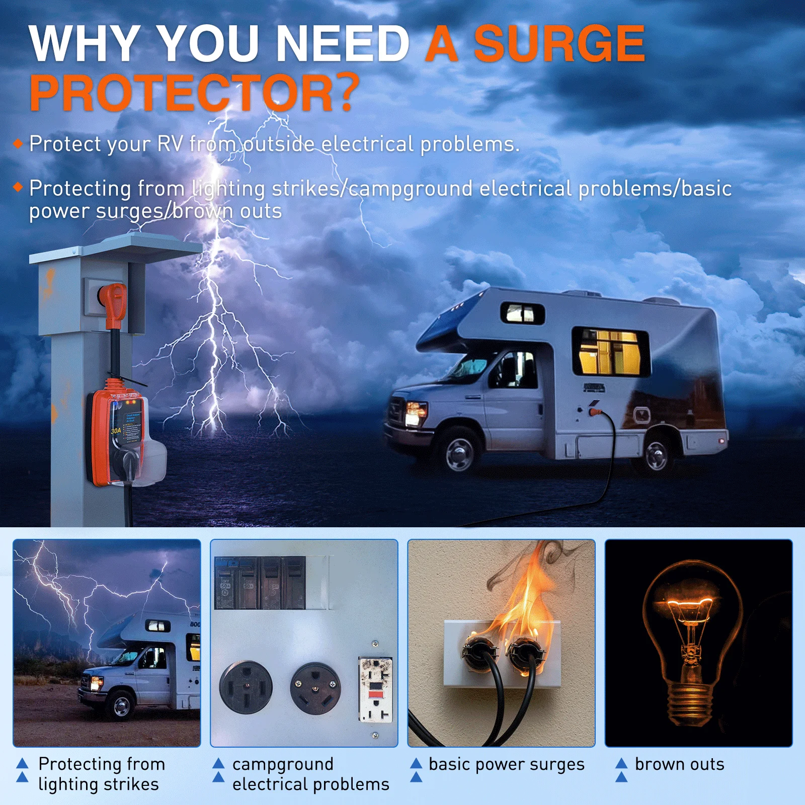 Nilight 50 to 30 Amp RV Surge Protector Power Adapter 4200 Joules Voltage Monitor 14-50P to TT-30R Converter 125V/3750W Waterproof Circuit Analyzer with Extension Cord for Camper Travel Trailer
