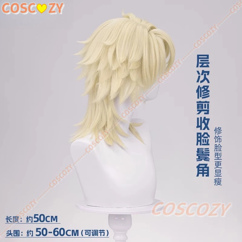 Genshin Impact Varka Parrucca Cosplay 50 cm Capelli biondi Cavalieri di Favonius Mondstadt Fibra resistente al calore Capelli Halloween Parrucche da donna