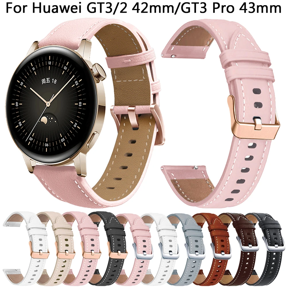 20mm Strap For Huawei Watch GT 3 42mm GT3 Pro 43mm Leather Bands for Huawei GT 2 GT2 Honor Magic 2 42mm Bracelet Watchtband Belt