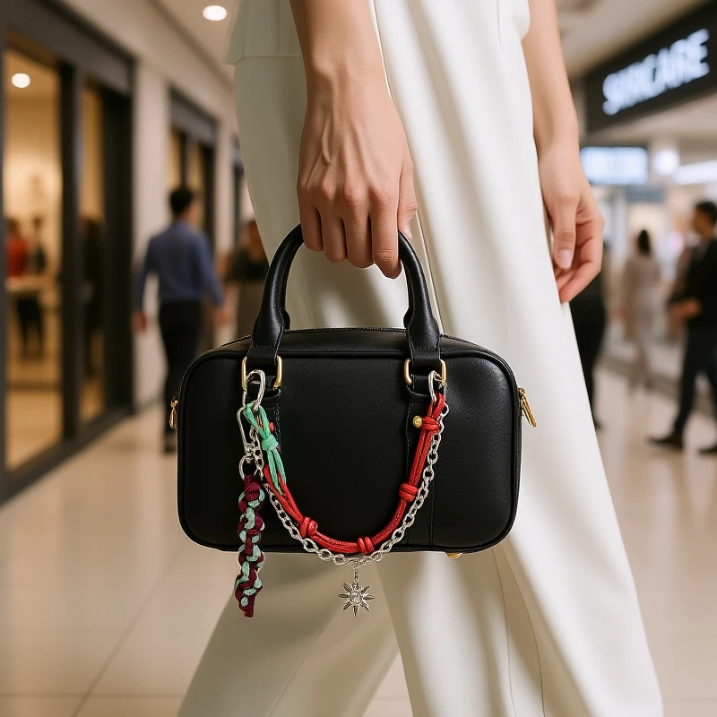 Bolso de alta calidad colgante de cuero PU hecho a mano cuerda trenzada cadena sol bolso de mujer accesorios decorativos colgantes