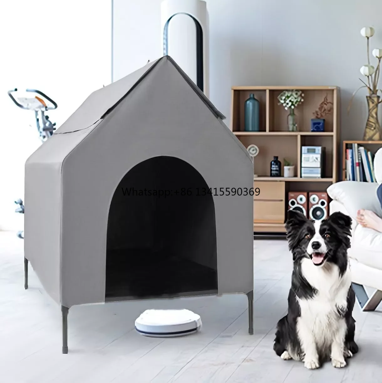 

Pawise Portable Foldable Elevated Dog House Collapsible Waterproof Oxford Cloth Mesh Steel Frame Pet Tent With Removable Cover