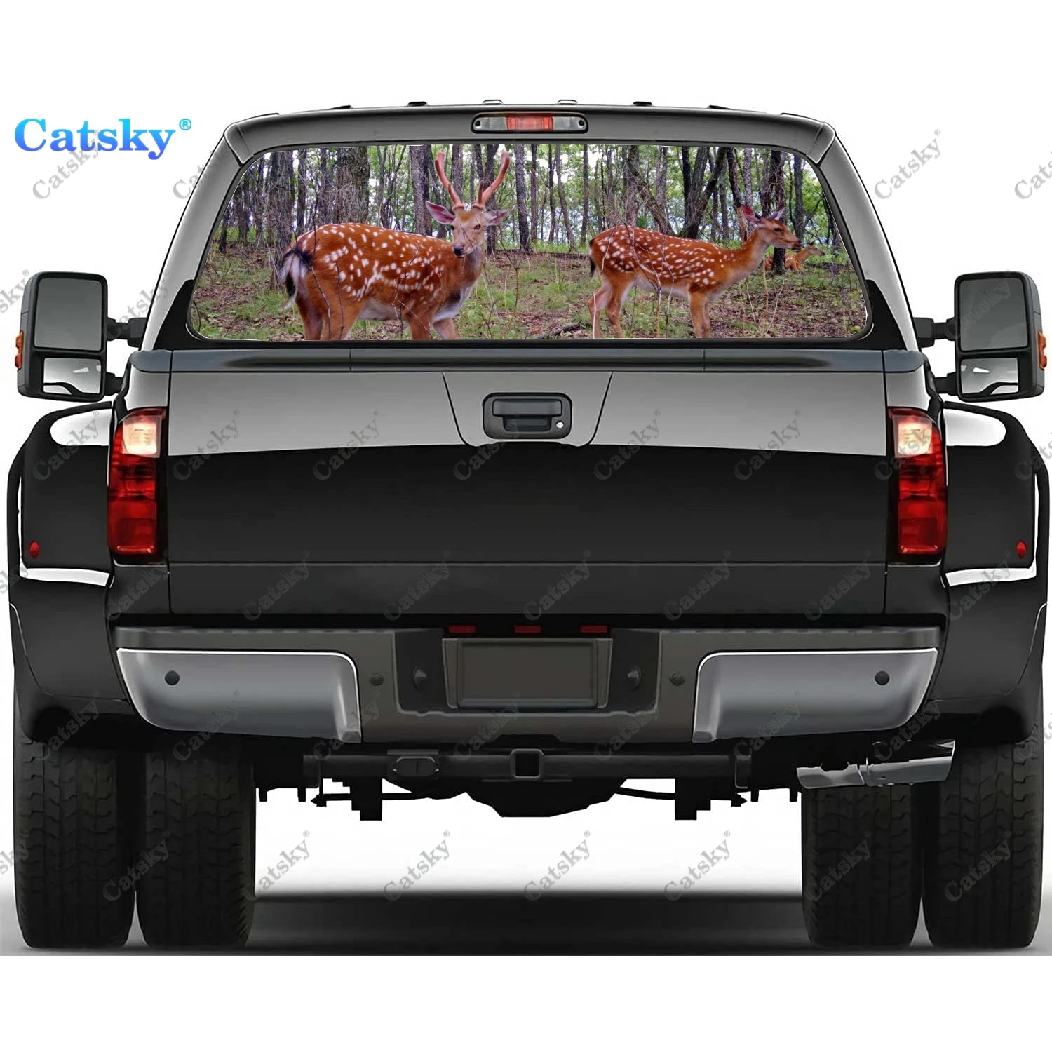 sika deer Window Decal Sticker Graphic PVC Material Truck Sticker Perforated Vinyl Universal Sticker