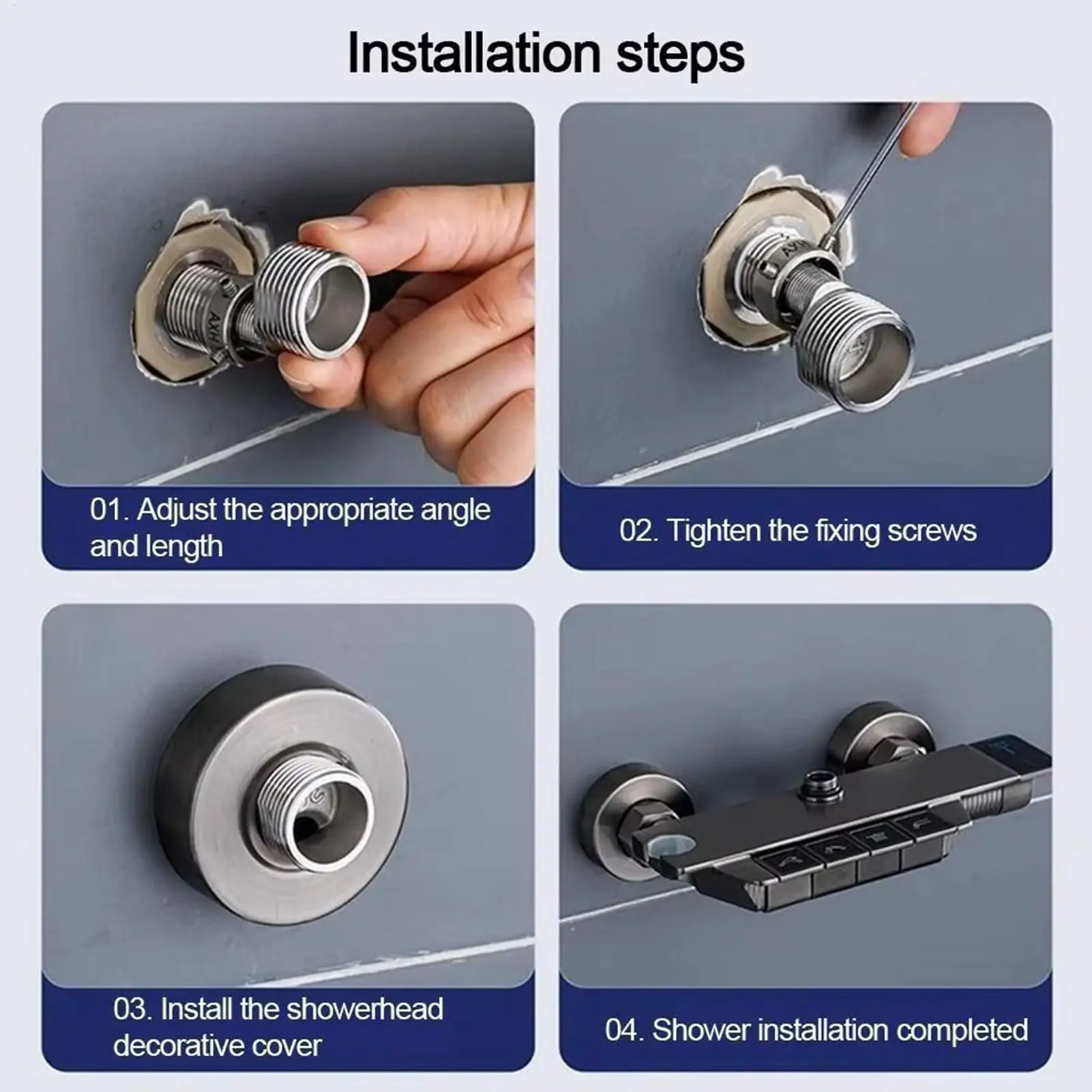 

Угловой клапан для смесителя для душа, герметичный настенный адаптер для смесителя для душа из нержавеющей стали для сильного расхода воды, квартира для ванной комнаты