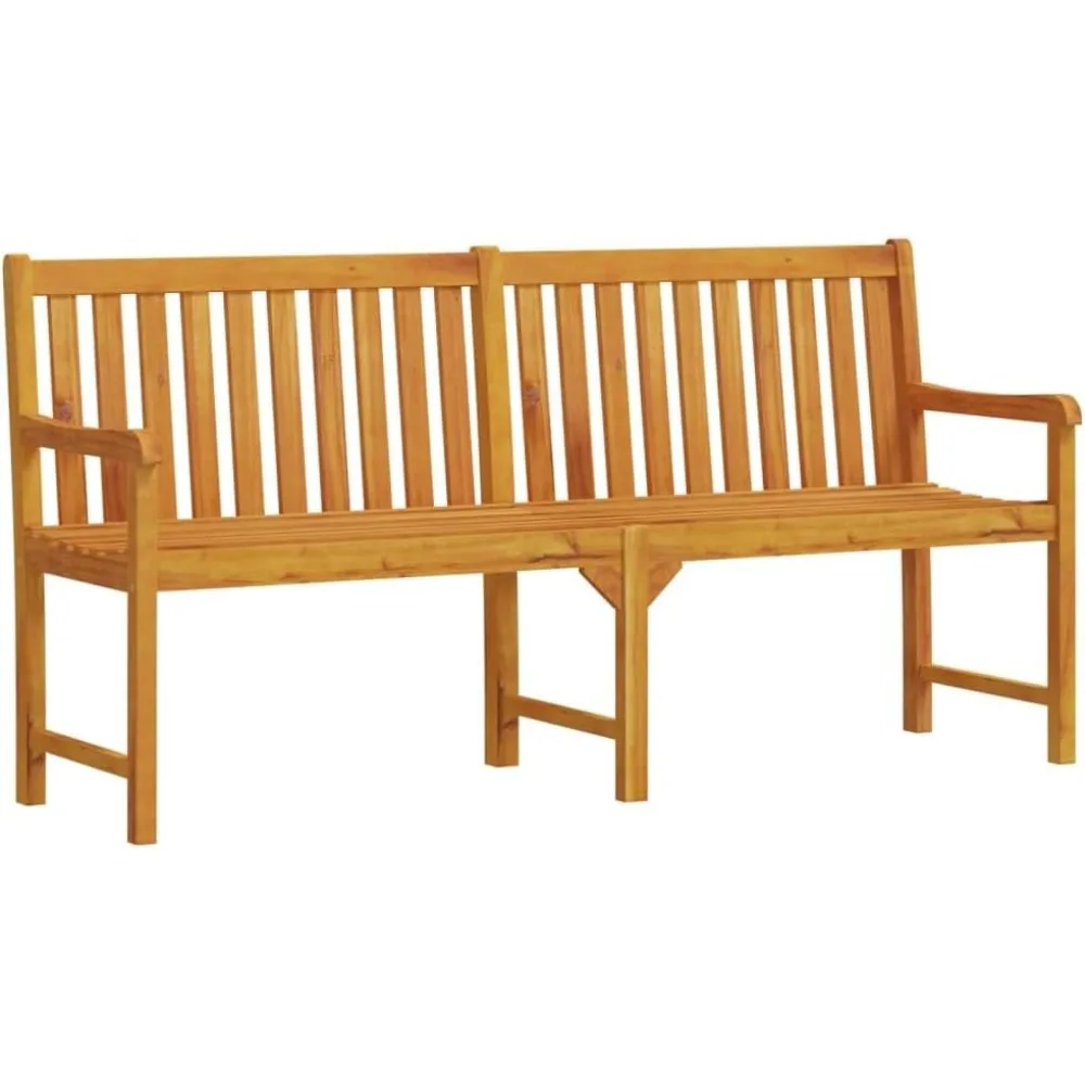 

70.9" Durable Patio Bench, Solid Acacia Wood, Weather-Resistant, Easy-to-Clean, Unique Grain Variation, Ergonomic