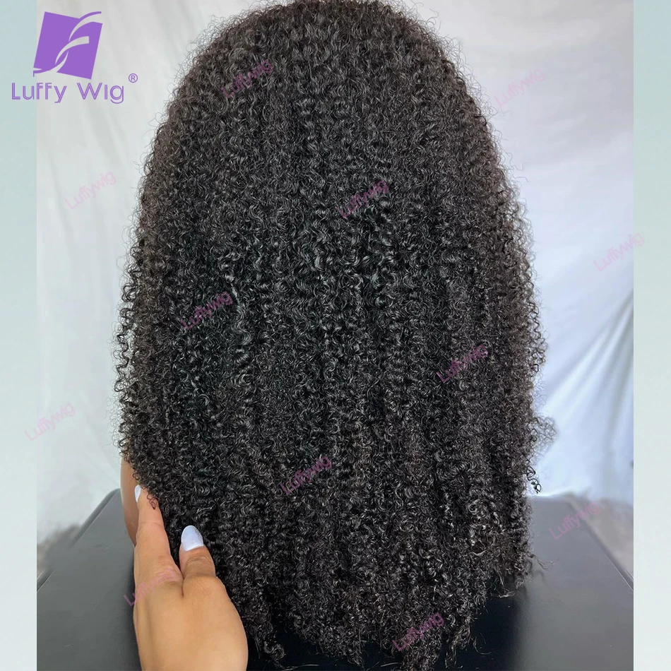 Peruca parte fina V parte para mulheres negras, cabelo humano, sem deixar de fora, Afro Kinky Curly, Remy brasileiro, atualizar U parte perucas, 180