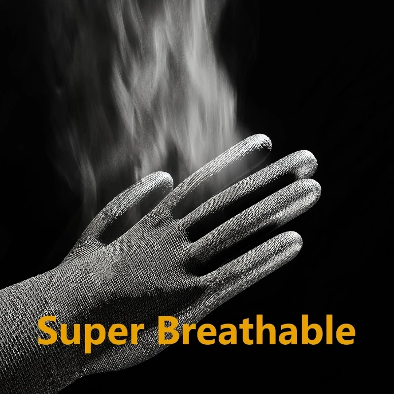 بو المغلفة قفازات العمل عدم الانزلاق البولي يوريثين قبضة قفازات العمل سلس قفازات متماسكة للرجال ميكانيكي كهربائي البستنة