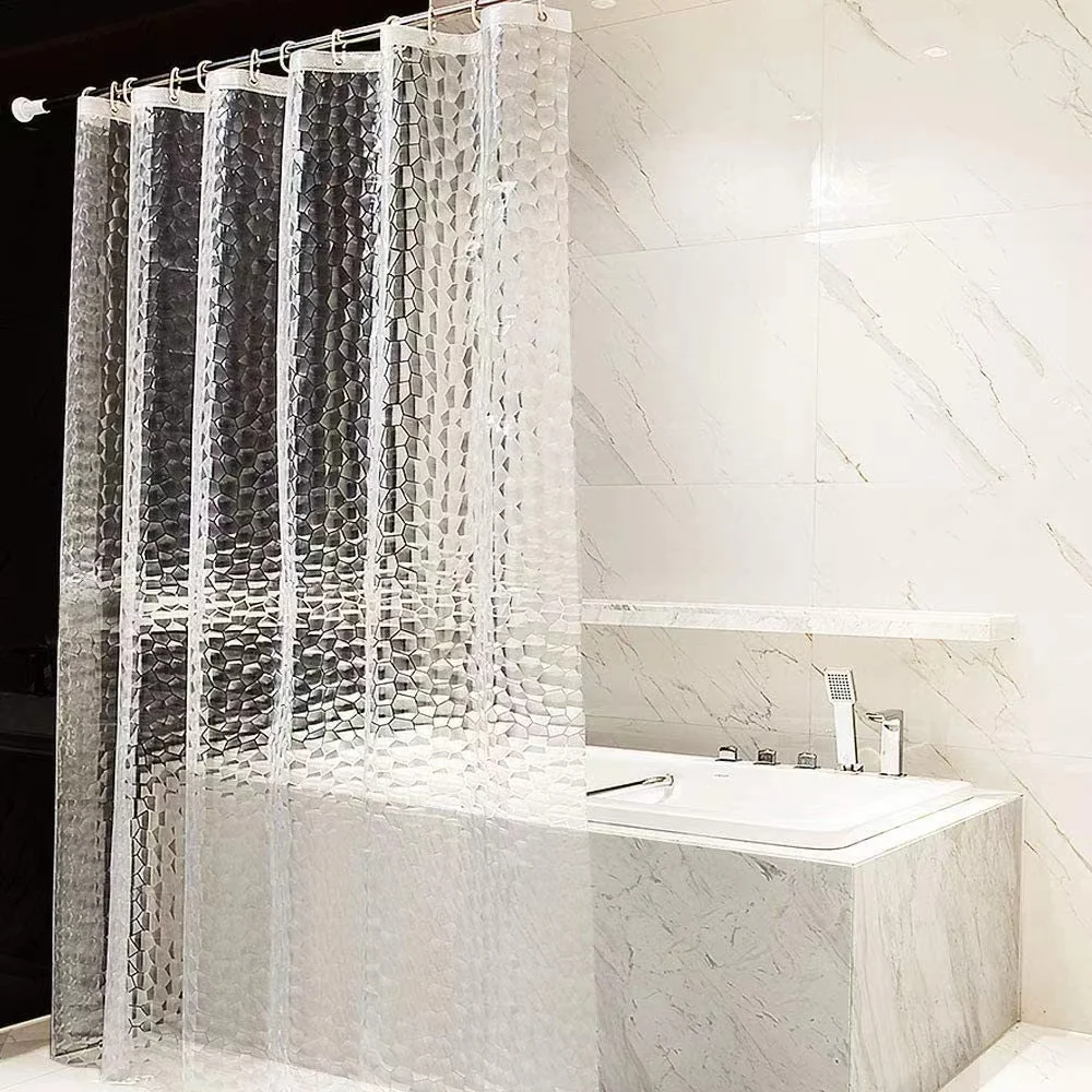 Kristallklarer PEVA-Duschvorhang - Rissglas-Textur mit Wasserdichter & Sichtschutz-Verlaufung