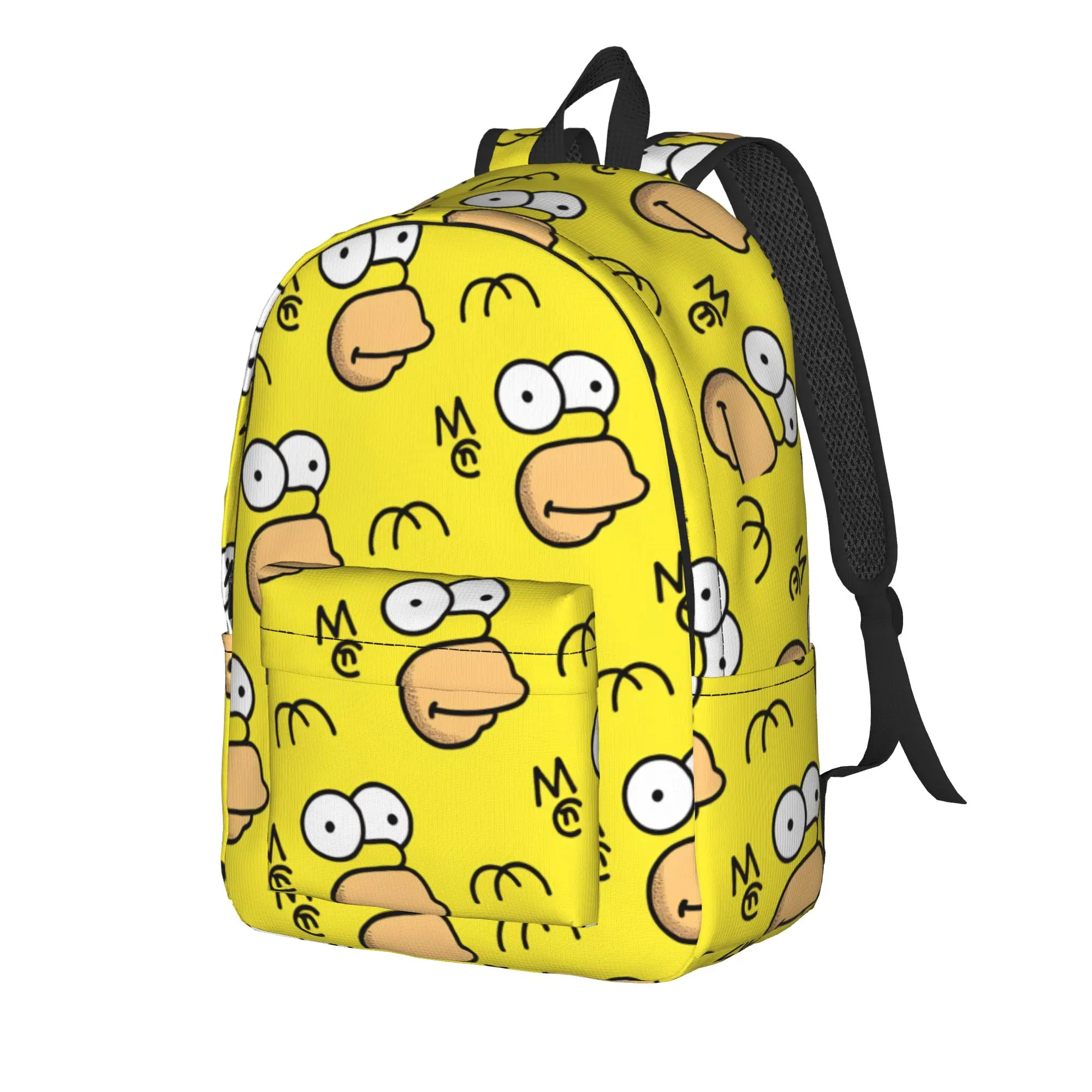 S-Simpsons Character Face Pattern Backpack  University Backpacks Women Custom Breathable High School Bags Casual Rucksack