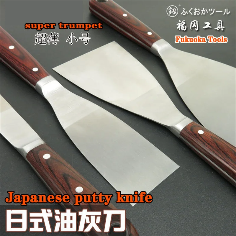 Japan\'s Fukuoka Tool Ultra-thin Batch Gray Knife Stainless Steel Putty Knife Small Trowel Scraper Scraping Putty Spatula Paint