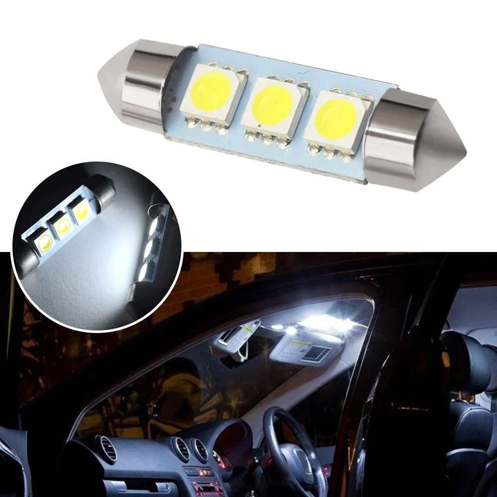 

2X T10 Car DC 12V White C5W C10W 5050 SMD 3528 31mm 41mm Interior Festoon Dome Door Light Reading Auto Lamp Tail Bulb Backup LED