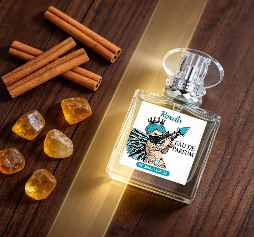 

Roxelis Eau De Parfum, Amber & Cinnamon Woody Scent Long-Lasting Fragrance for Men