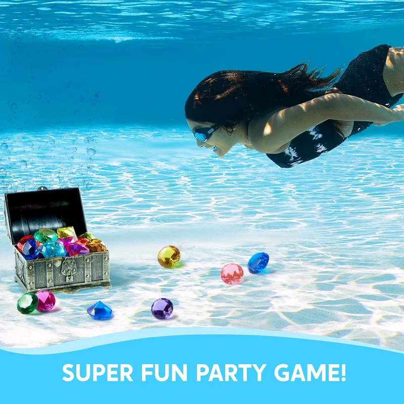 夏のプールビーチ宝探しキット 子供用海賊テーマDIY宝石 カラフルアクリルダイヤモンドクリスタル水遊びおもちゃ