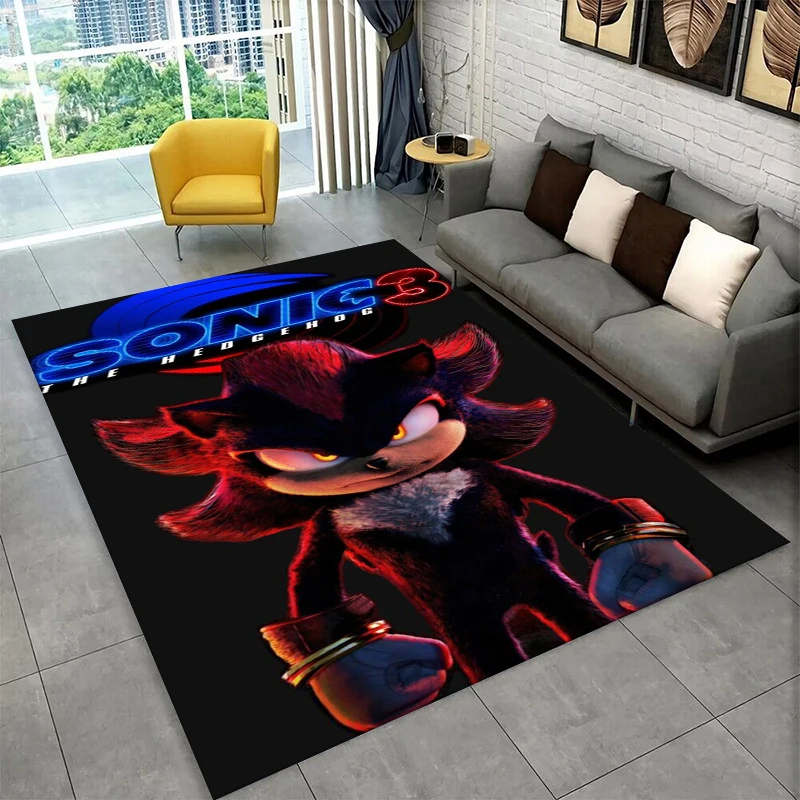 HD Retro Game S-Sonic Cartoon Non-Slip Area Rug for Living Room Bedroom Playroom,Decorative Carpet Floor Mat Home Decor Holiday