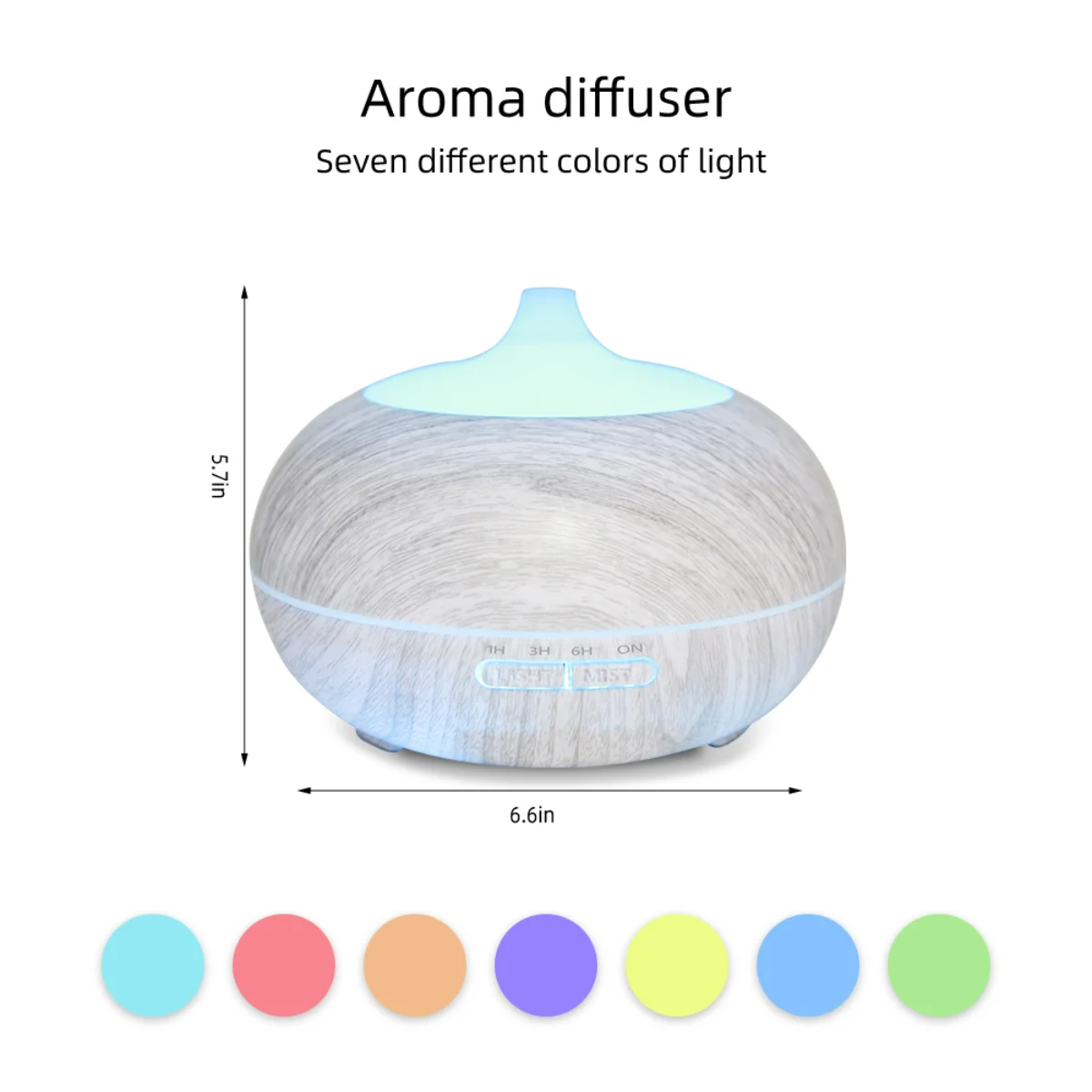 550ml Diffuser Aromaterapi Biji Kayu dengan Remote, 6 Minyak Atsiri & Lampu LED 7 Warna