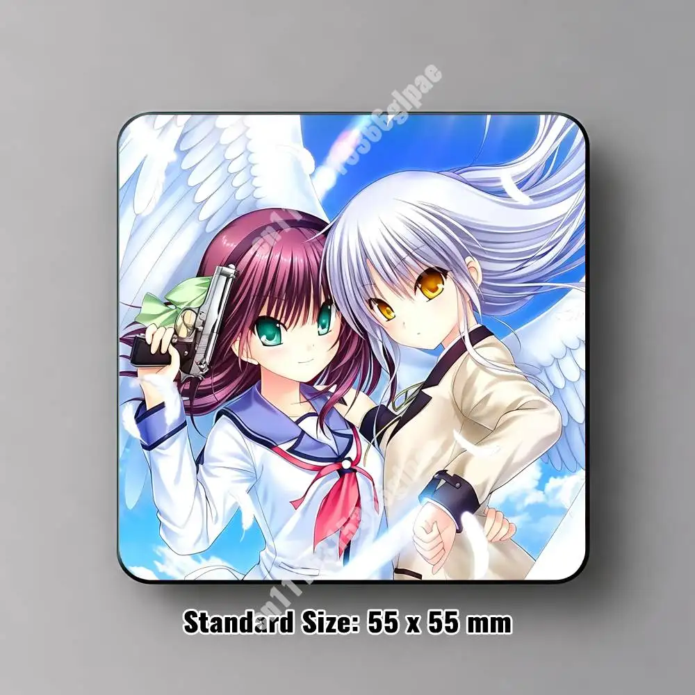 Key Anime Angel Beats Kanade Yuri Yui Magnetic Sticker Reflective Fridge Decal for Metal Surfaces Magnet Sign