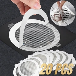 20/10pcs Round Disposable Shower Drains Hair Catcher Mesh Sticker Bathroom Bathing Shower Hair Stoppers Catchers Net Accessories