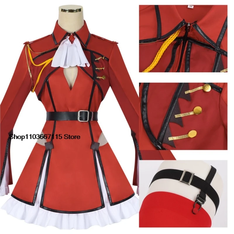 COSPLAY Bell Anime Bye Bye, Earth Cosplay Belle Cosplay Costume Red Uniform Dress Full Set