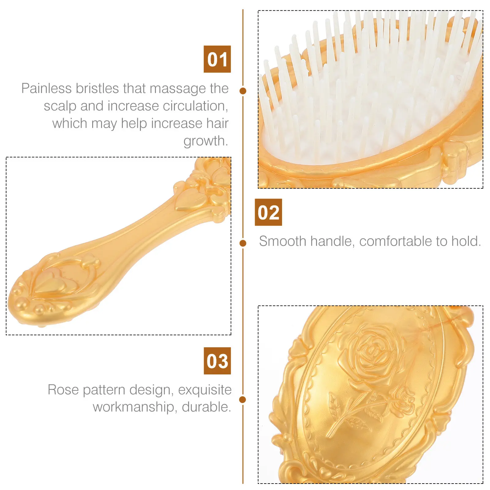 

5Pcs Salon Hair Brush Comb Set Detangling Paddle Hairbrush Scalp Massage Display Holder Desktop Dresser Vanity