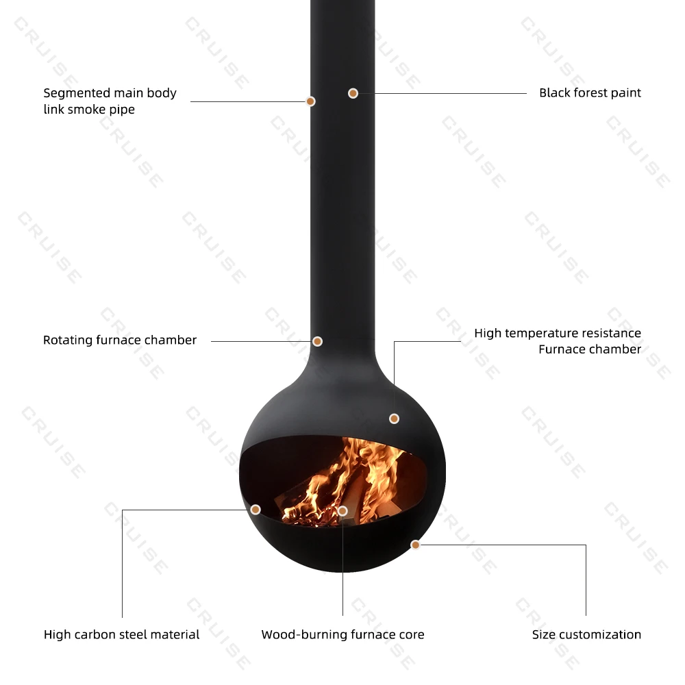 كروز صديقة للبيئة الحديثة فيلا تصميم السقف شنت محاكاة لهب 700 مللي متر ثلاثية الأبعاد التفتيت معلقة الموقد #5