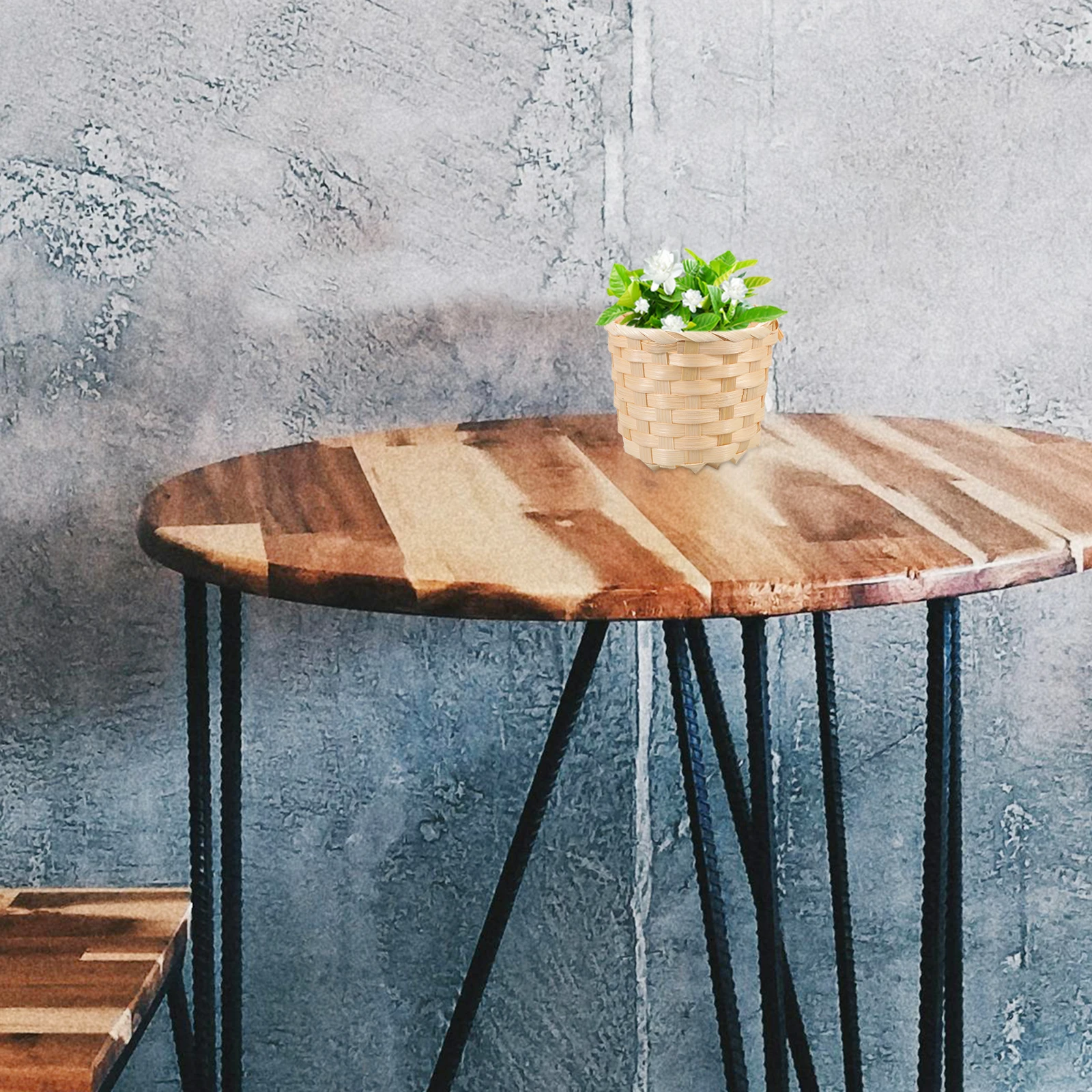

5pcs Bamboo Woven Baskets Large Size Home Decor Craft Fruit Container Picnic Basket Wood Kitchen Bar