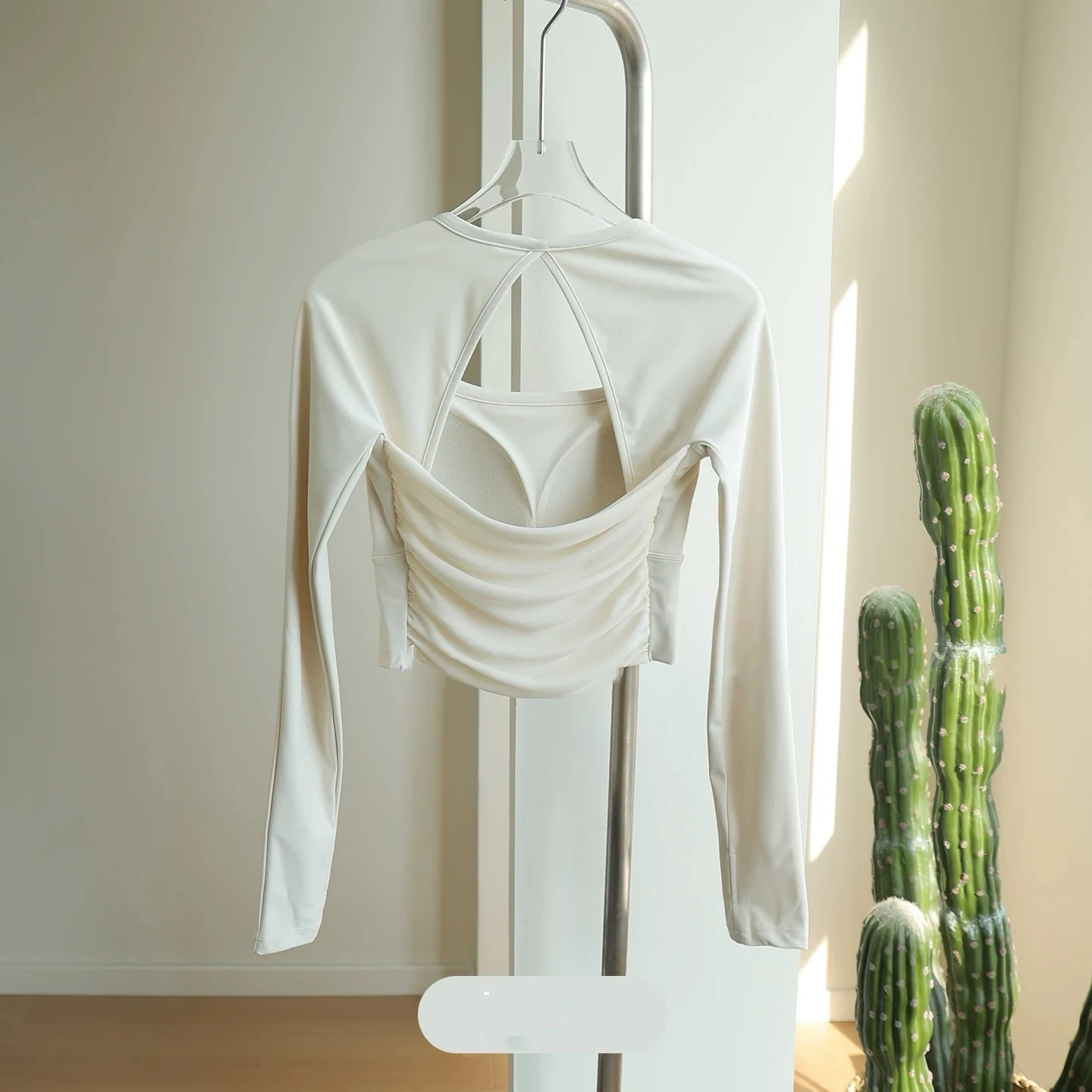 Langarm-Sporttop für Damen mit Brustpolstern, Yoga-Bekleidung, Fitnesskleidung für Pilates-Training, Laufbekleidung – Detail 12