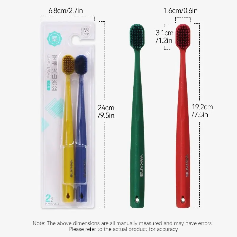 8PCS 4-color Wide Head Extra Soft Bristled Toothbrush, Adult Home Pack, Volcanic Carbon Brush Wire, Independent Packaging