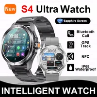 2025 nuevo S4 Ultra deporte al aire libre reloj inteligente hombres AMOLED HD pantalla NFC GPS brújula ritmo cardíaco impermeable Bluetooth llamada SmartWatch