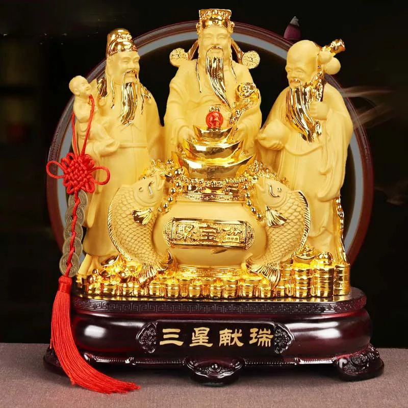 xx-Fengshui Figurines Resin Fortune Ornaments Opening Gifts Home Room Sculpture Decoration Office Desk Wealth Statue Accessories
