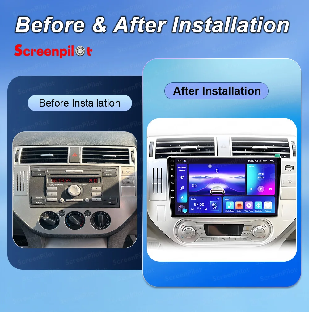 Android 16 Car Radio Stereo Head Unit For Ford Kuga MK1 2008-2012 For Ford C-MAX CMAX 2003-2010 Multimedia Video Player GPS