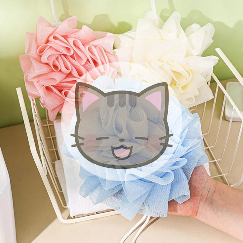 

Мочалка-полотенце 2-в-1 с завязками для мыла, мягкая отшелушивающая сетчатая губка для душа, инструмент для ухода за кожей во время купания