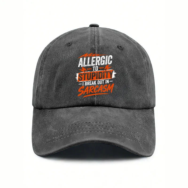 Trendy Hip-Hop Street Style Personalized Humorous Text Print Pattern Unisex Washed Baseball Cap, Comfortable and Soft, Fashionable and Simple, Retro and Fresh, Versatile for Daily Use, Sun Protection Trendy Hat.