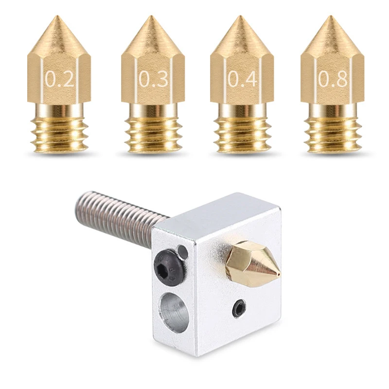 3D Printer Parts Extruder Pointed Yellow Copper Nozzle Print Head For Makerbot MK8 1.75mm (0.2/0.3/0.35/0.4/0.5/0.6/0.8/1.0 Mm)