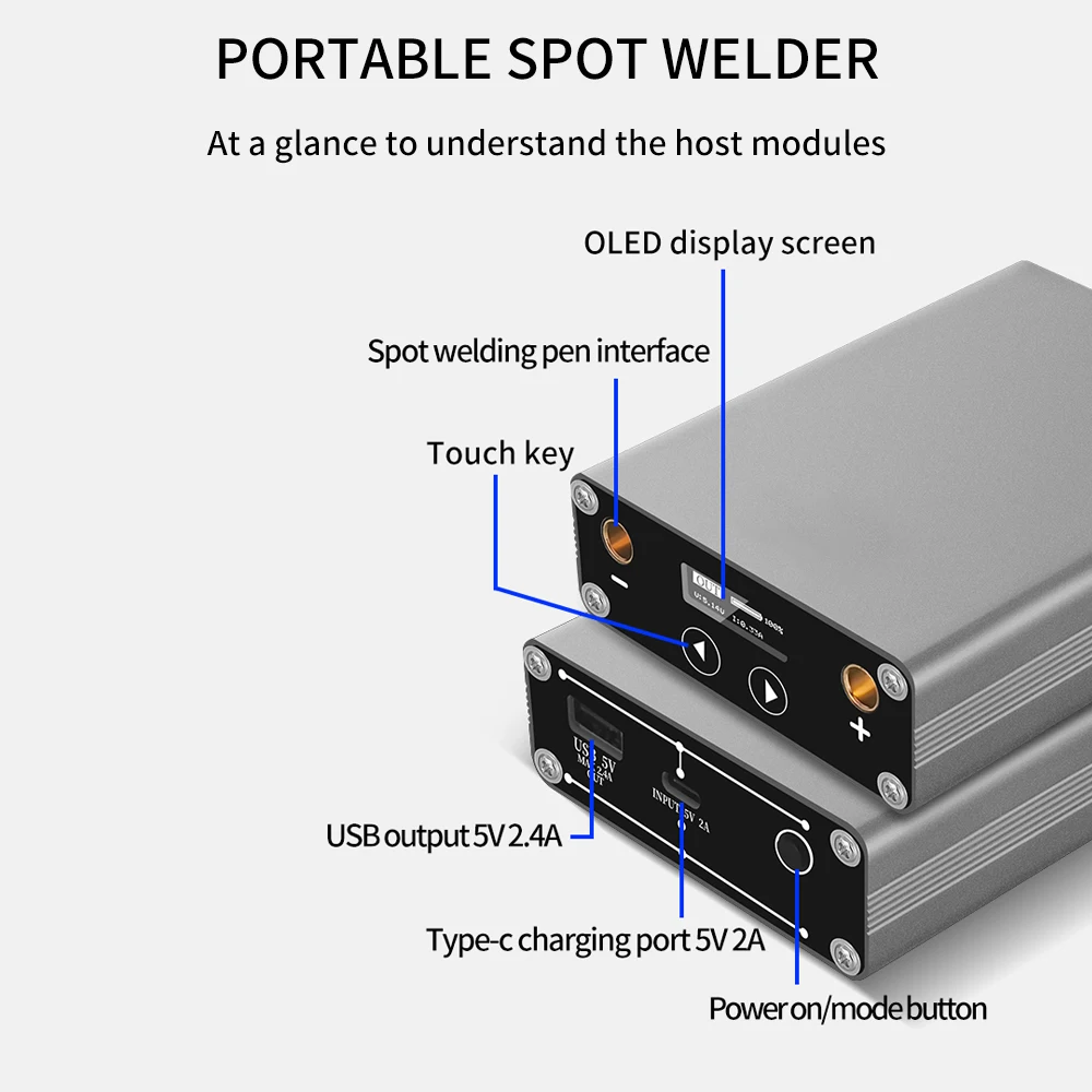 Spot Welder Adjustable 30 Gears OLED Screen 5000mAh Lipo Include For Max 0.15mm Nickel Strip Portable Spot Welding DH-30