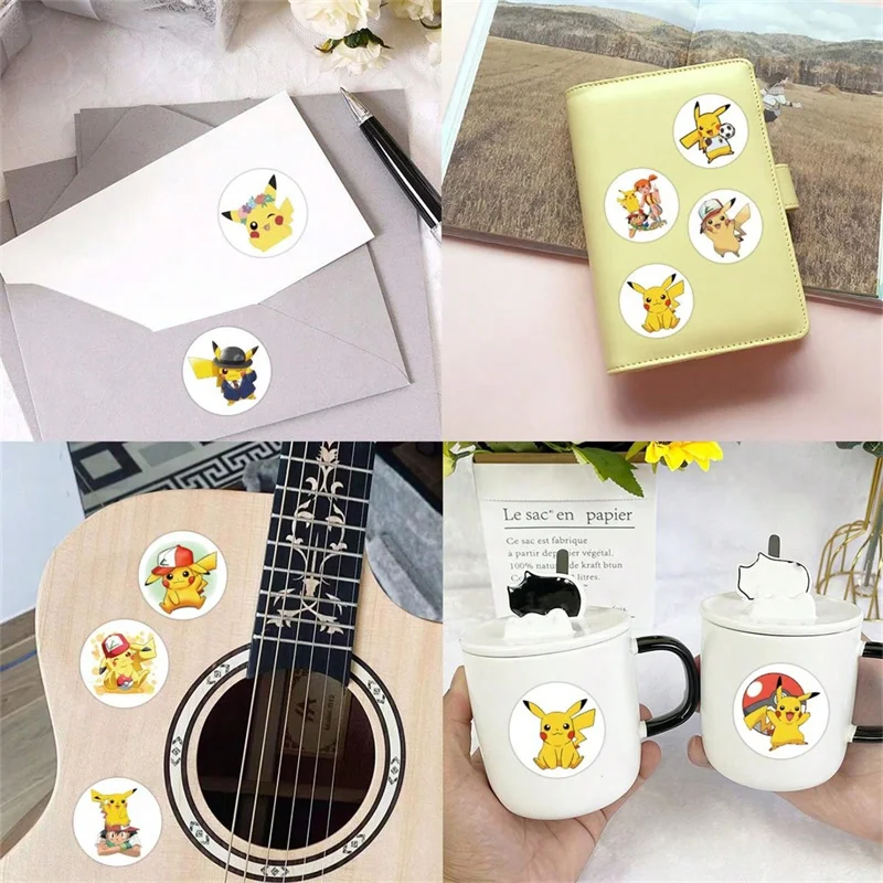 500 hojas/rollo de pegatinas de Pokemon Pikachu, rollo de cinta de dibujos animados de Anime, Cuenta de mano, decoración artesanal, cuaderno, pegatinas de papelería móvil