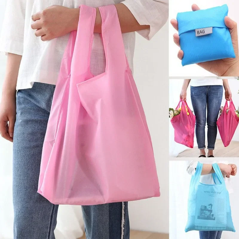 Women's Reusable Tote Bag Folding Eco Friendly Cloth Grocery Shopping Bag Foldable Handbag Shopper Tote Pouch Organizer