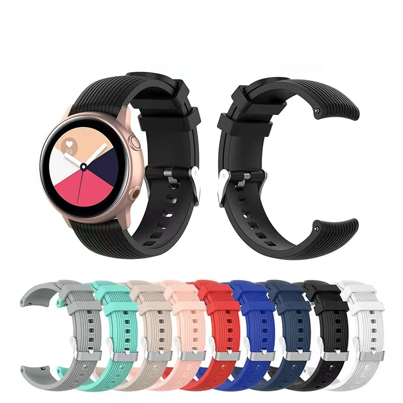 20mm 22mm Silicone Strap For Samsung Galaxy watch 3/4 Active 2 40mm Smart Watch Soft Replacement Wristband For Huawei watch GT2