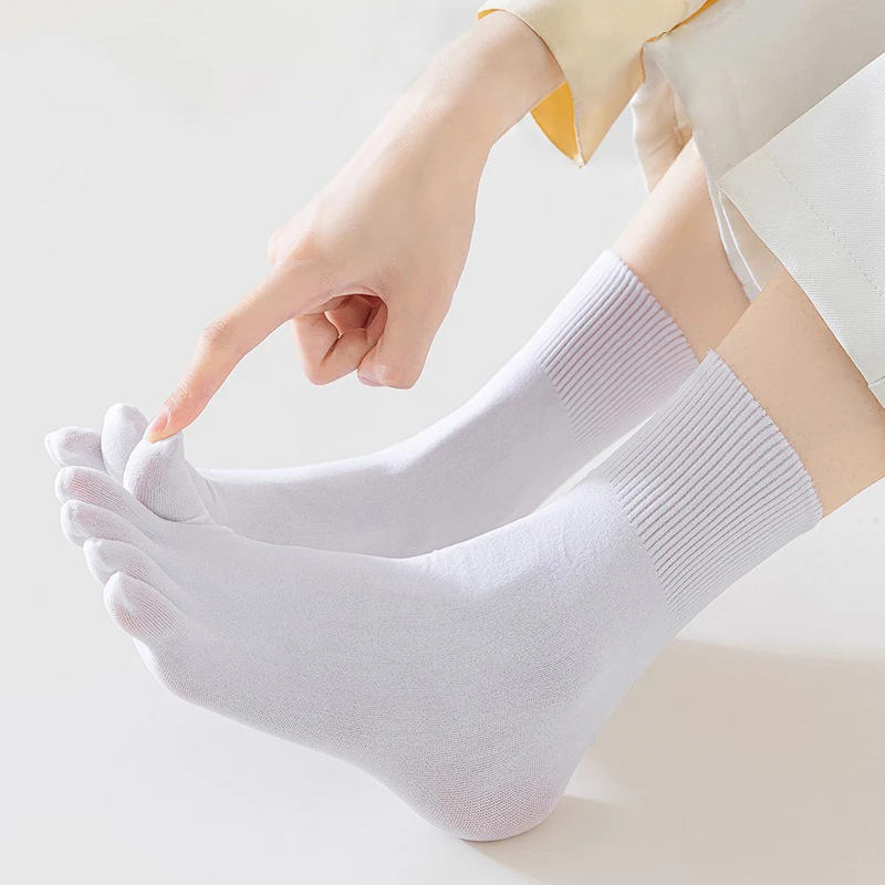 5 Pairs Five Fingers Socks Women Cotton Toe Socks Sports Anti-slip Low Cut Ankle Socks with With Separate Fingers