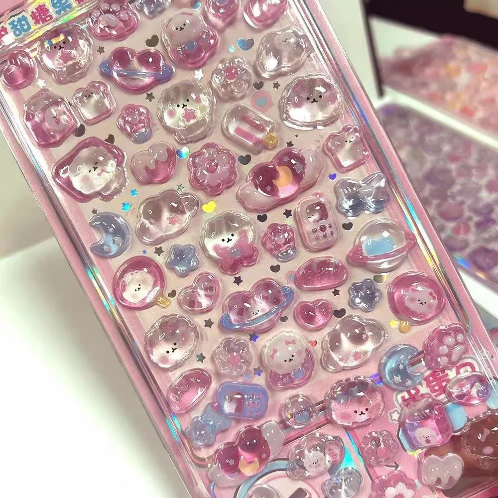 1 ud. Pegatinas 3D estereoscópicas de cristal con relieve de dulces Kawaii, bonitas pegatinas DIY para decoración de teléfonos, vasos de agua y regalos para niños, ¡las más vendidas!