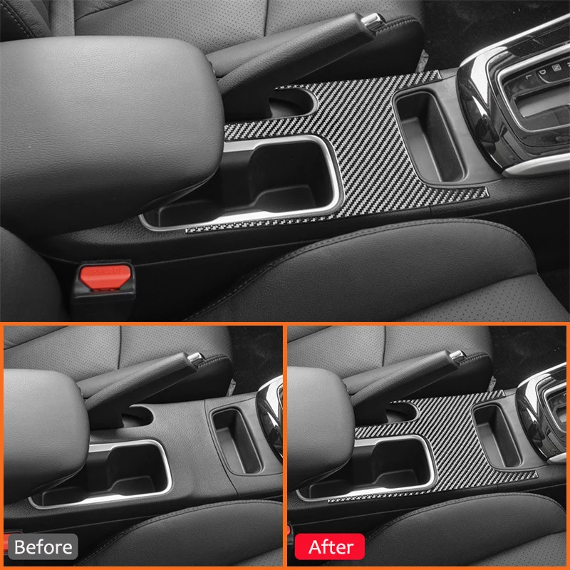 Carbon Fiber Car Central Control Water Cup Holder Panel Frame Decoration Sticker For Nissan Sentra Sylphy 2016-2019 Accessories