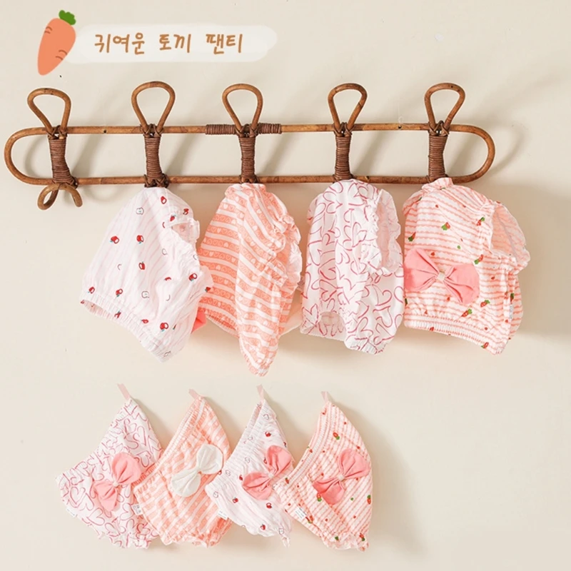 

2023 Spring Summer Girl Panties Cute Bow Cartoon Cotton Baby Girl Underwear Infant Diaper Kids Casual Shorts Child Bread PP Pant