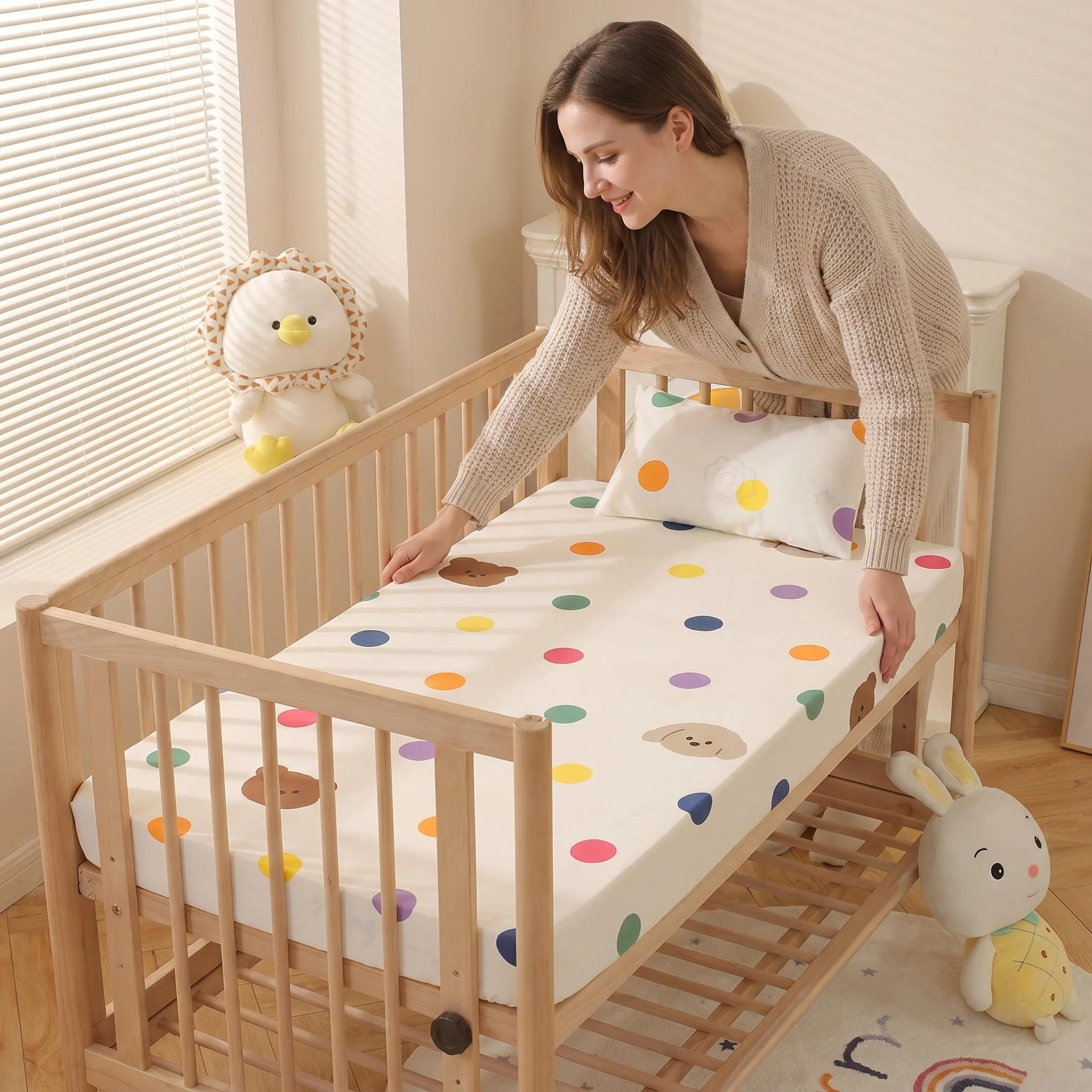 120x60cm Baby cartoon Printed Cotton Bed Sheet Mattress Cover, Children's Bed Soft and Skin Friendly Bedsheet