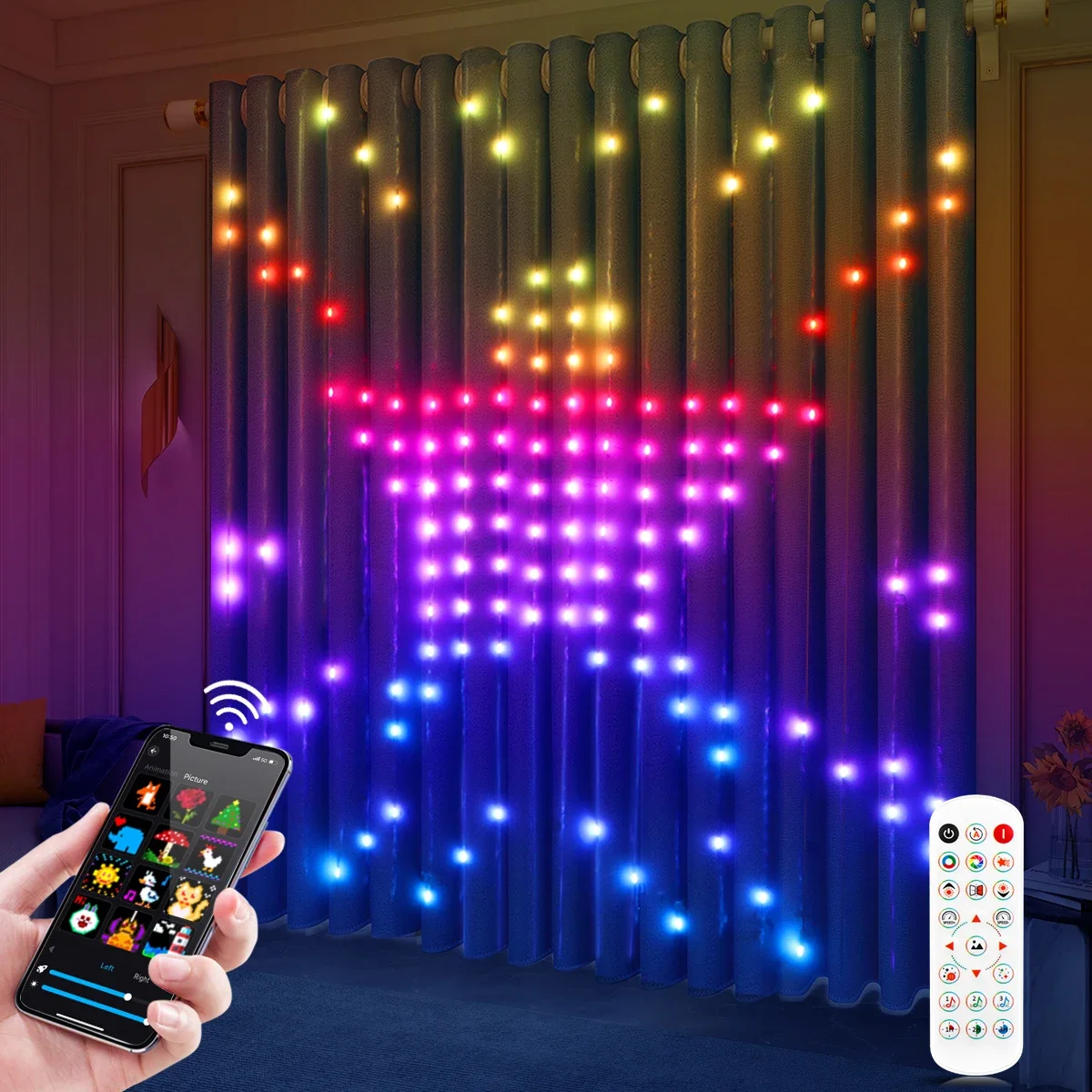 Luci creative USB 5V RGB String Fairy Color Controllo Bluetooth intelligente Immagine pixel fai da te Modello testo Natale Halloween Festival